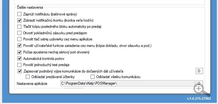 Formulár ďalších nastavení v záložke Všeobecné v aplikácii Formulár ďalších nastavení v záložke Všeobecné v aplikácii