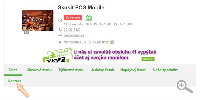 Nastavenie kontaktných údajov v iKelp POS Mobile