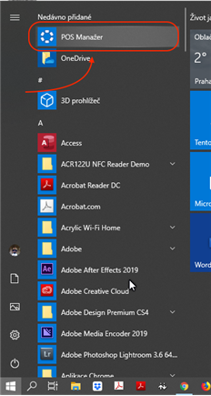 Spuštění aplikace iKelp POS Manažér z nabídky Start Spuštění aplikace iKelp POS Manažér z nabídky Start