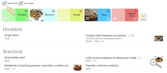 Ponuka - skupiny jedál konkrétne jedlá Ponuka - skupiny jedál konkrétne jedlá