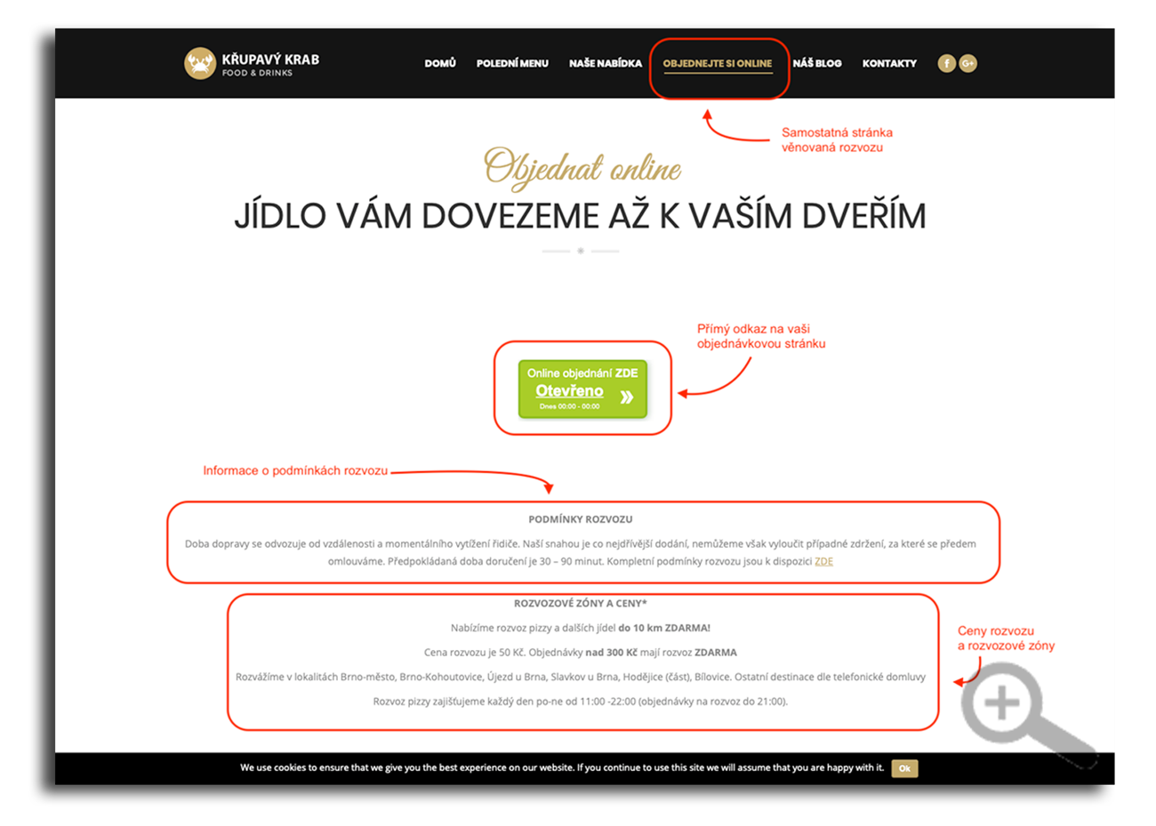 Samostatn&aacute; str&aacute;nka věnovan&aacute; online rozvozu