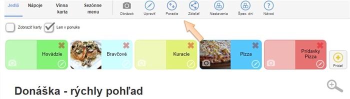 Donáška - navigačný panel aplikácie Donáška - navigačný panel aplikácie