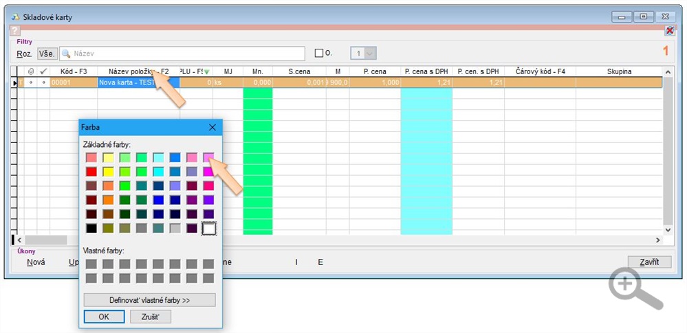 Nastaven&iacute; barvy stloupců