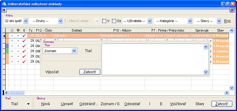 Odberateľské doklady - zoznam odberatelske_doklady_zoznam