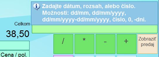 Vstupn&eacute; &uacute;daje pre filter predan&yacute;ch PLU.