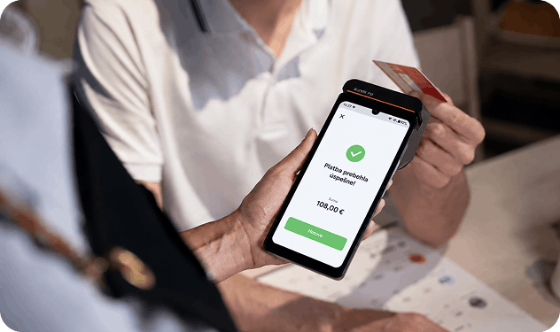 Úspešná platba kartou na mobilnej pokladni iKelp