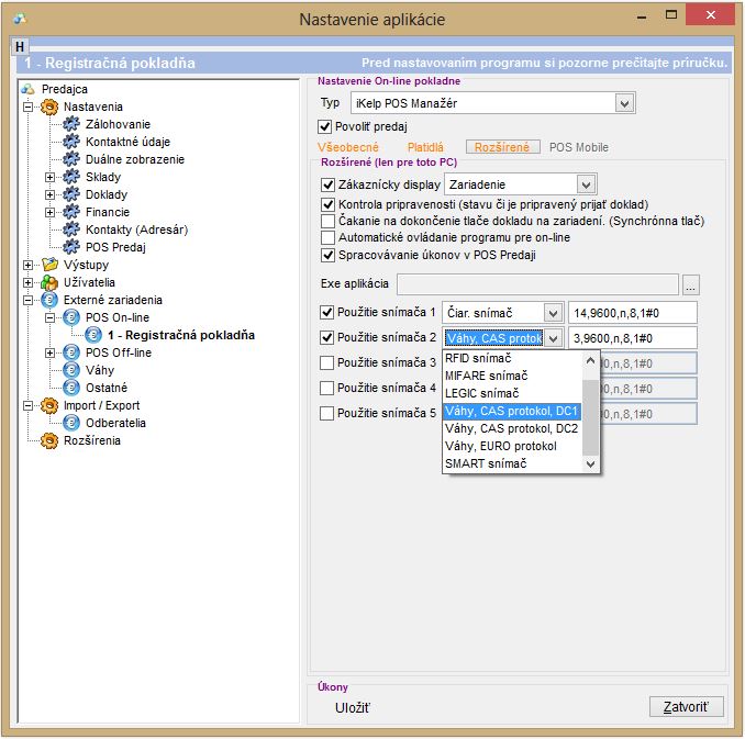 Nastavenie On-Line váh Nastavenie On-Line váh