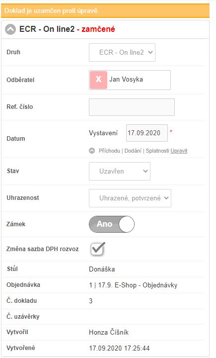 Formulář úpravy pokladního dokladu. Formulář úpravy pokladního dokladu.