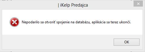 Chybové hlásenie aplikácie pri nepsrávne nastavených prístupových právach