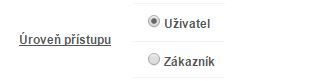 Nastavení úrovňe přístupu do aplikace