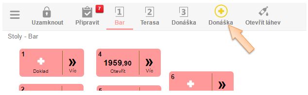 Vytvoření nové objednávky pro Donášku Vytvoření nové objednávky pro Donášku