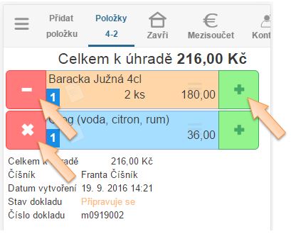 Úprava množství na položkách dokladu