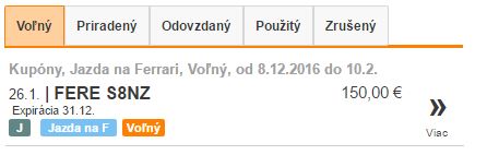 Zoznam vygenenerovaných kupónov / poukážok s popisom údajov zobrazených na kupóne v zozname